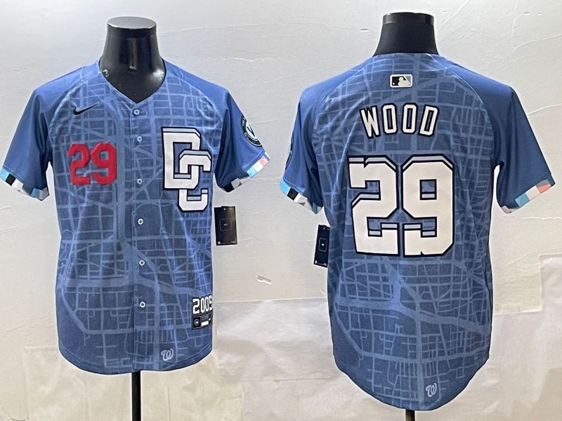 Men Washington Nationals #29 Wood Blue Joint Name 2025 Nike MLB Jersey style 4